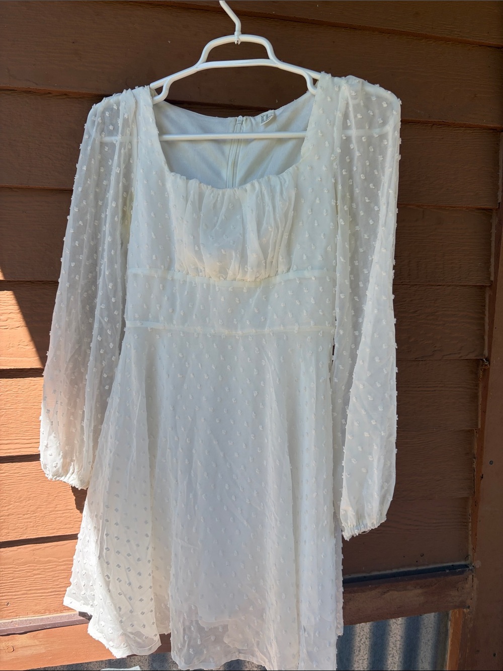 Lucy in the Sky Cream Swiss Dot Long Sleeve Mini Dress